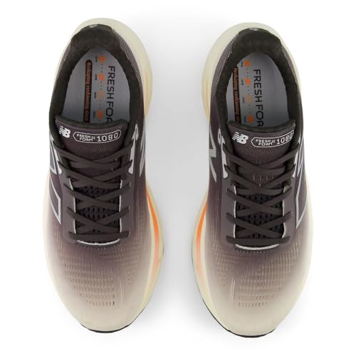 New Balance Men's Fresh Foam X 1080 V14 Running Shoe, Black Cement/Angora/Hot Mango, 12.5 W