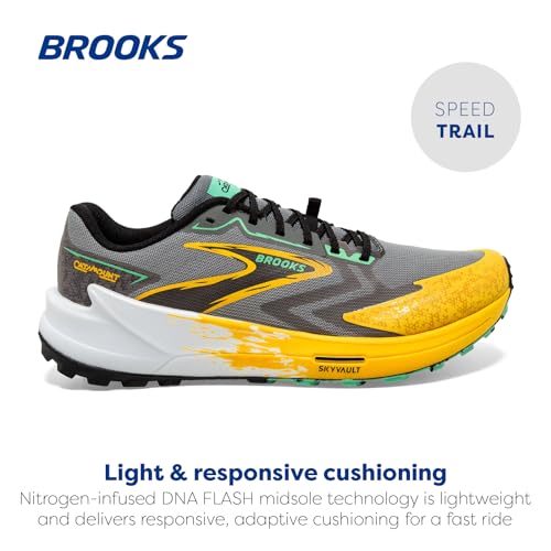 Brooks Men's Catamount 3 Trail Running Shoe - Lemon Chrome/Sedona Sage - 11.5 Medium
