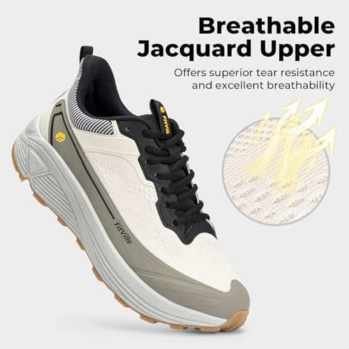 FitVille Wide Walking Shoes for Men Lightweight Trail Running Shoes Breathable Cushioned Athletic Sneakers with Arch Support Anti-Slip