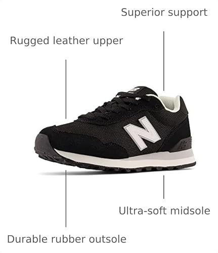 New Balance Women's 515 V3 Sneaker, Black/White/Aluminum Grey, 10