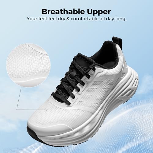 NORTIV 8 Women's Walking Shoes Cushion Running Tennis Shoes ActiveFloat Non-Slip Comfortable Breathable Workout Gym Sports Athletic Fashion Sneakers,Size 8.5,White,SNWS245W