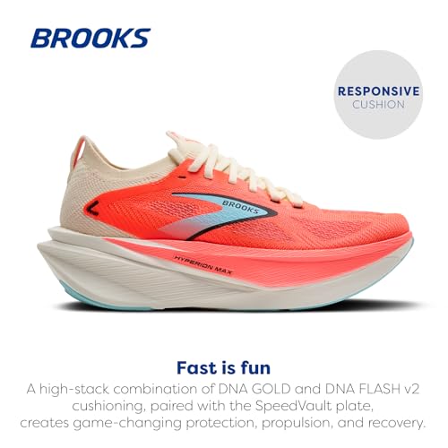 Brooks Women's Hyperion Max 3 Neutral Running Shoe - Coconut/Fiery Coral/Atomizer - 10.5 Medium