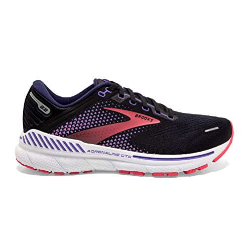Brooks Adrenaline Gts Women's 22 Lighter Cushion Body Supprt Trainers, Black Purple Coral, 8 US