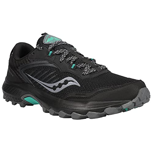 Saucony Women's Excursion TR15 Trail Running Shoe, Black/Jade, 7.5