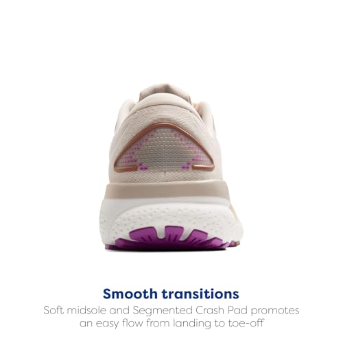 Brooks Women’s Ghost 16 Neutral Running Shoe - Almond Peach/Coconut/Purple - 11 Medium