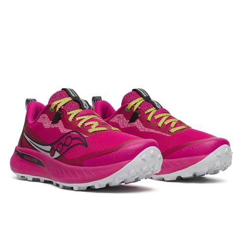 Saucony Women's Peregrine 15 Trail Running Shoe Magenta/Black, Medium, 5