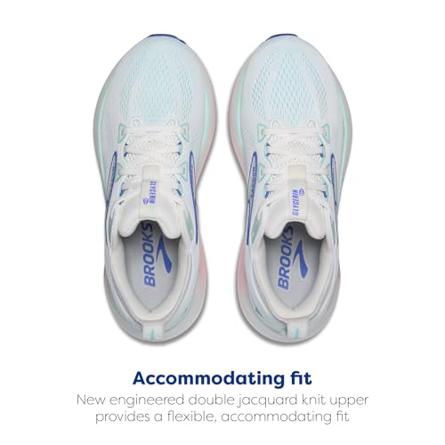 Brooks Women’s Glycerin 22 Neutral Running Shoe - White/Limpet Shell/Amparo Blue - 9.5 Medium
