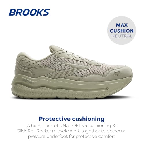 Brooks Men’s Ghost Max Suede/Leather Neutral Running & Walking Shoe - Stone/Oak - 12 Medium