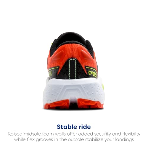 Brooks Men’s Caldera 7 Trail Running Shoe - Cherry Tomato/Phantom/Lime - 9 Medium