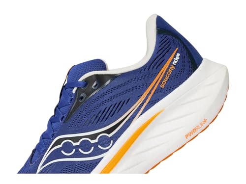 Saucony Men's Ride 18 Sneaker, Azurite/Peel, 9