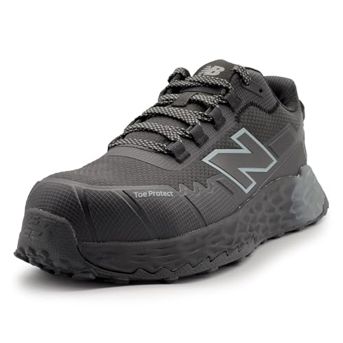 New Balance Fresh Foam Cremorne Composite Toe Safety Shoes for Men - Non Slip, Electrical Hazard - Black/Grey, Low Rise