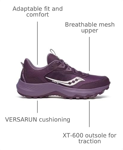 Saucony Women's Aura Tr Hiking Shoe, Plum/Pearl, 7.5