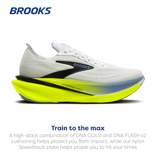 Brooks Men’s Hyperion Max 4 Neutral Running Shoe - White/Blue/Nightlife - 8.5 Medium