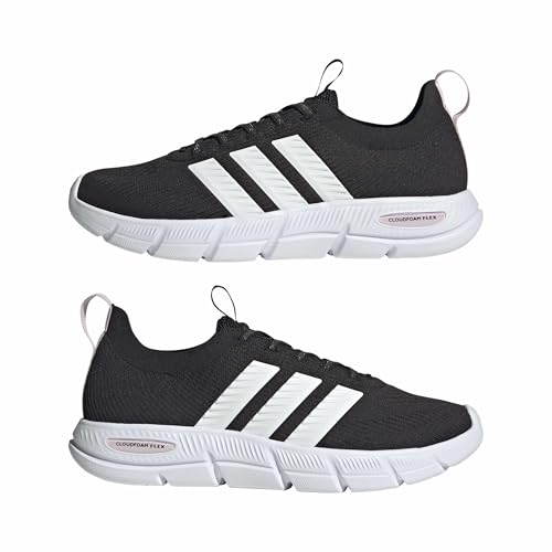 adidas Women's Cloudfoam Flex - Slounge, Black/White/Almost Pink, 9