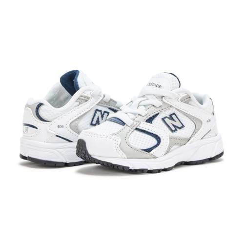New Balance Kid's 408 V1 Bungee Sneaker, Nb 103 White/Natural Indigo, 13 W Little Kid