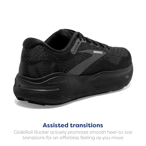 Brooks Men’s Ghost Max Cushion Neutral Running & Walking Shoe - Black/Black/Ebony - 8 Medium