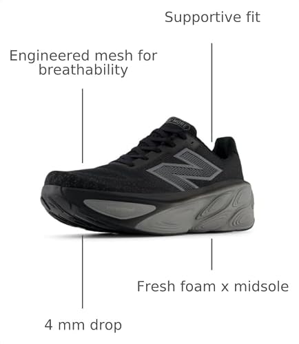 New Balance Men's Fresh Foam X More V5 Running Shoe, Black/Linen/Silver Metallic, 9.5