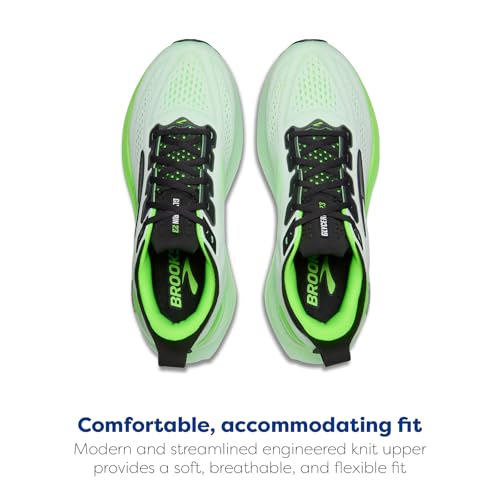 Brooks Men’s Glycerin 23 Neutral Running Shoe - White/Phantom/Green Gecko - 13 Medium