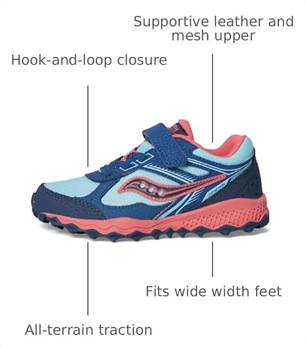 Saucony Unisex Cohesion TR14 A/C Trail Running Shoes (Little Kid/Big Kid) Aqua/Coral 5 Big Kid Medium