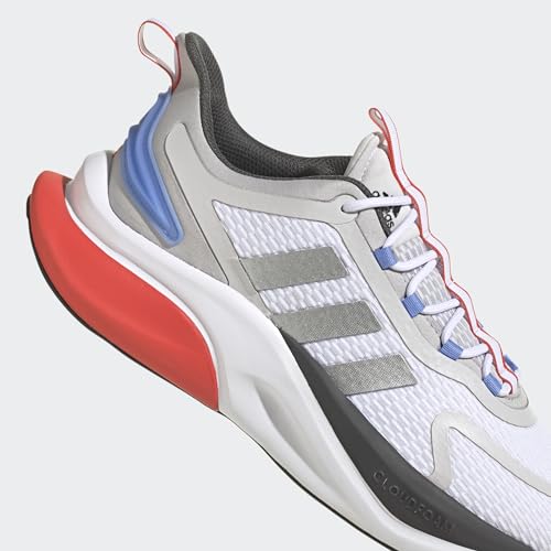 Adidas Men's Alphabounce+ Running Shoe, White/Silver Metallic/Blue Fusion, 11.5