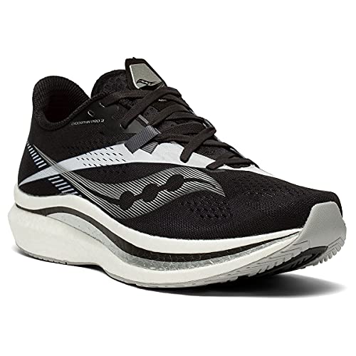 Saucony Men's Endorphin Pro 2 Running Shoe, Black/White, 14