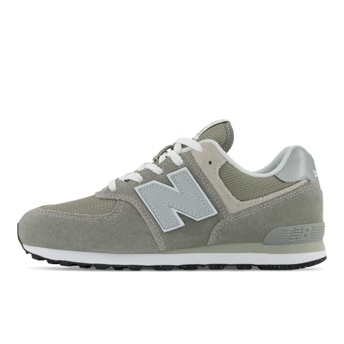New Balance Kids 574 V1 70s Racing Lace-up Sneaker, Grey/White, 4.5 M Big Kid (8-12 Years)