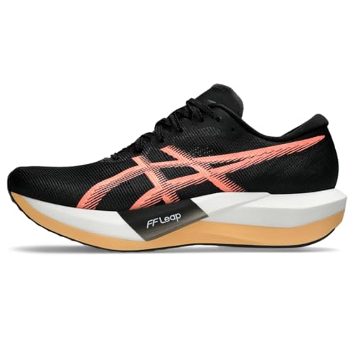 ASICS Unisex Magic Speed 5 Running Shoes, 10.5M / 12W, Black/Sun Coral