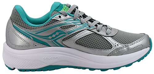 Saucony Women's Cohesion 14 Road Running Shoe, Grey/Teal/Citron, 9 M US