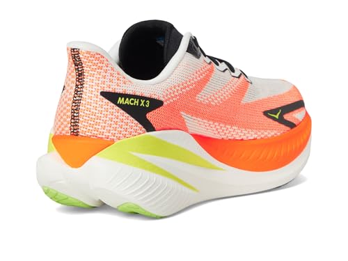 HOKA Mens Mach X 3 White/Neon Tangerine Size 10 US