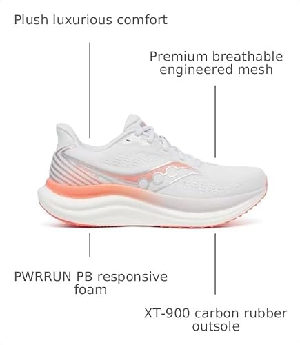 Saucony Women's Triumph 23 Sneaker, White/Wistfu, 8.5
