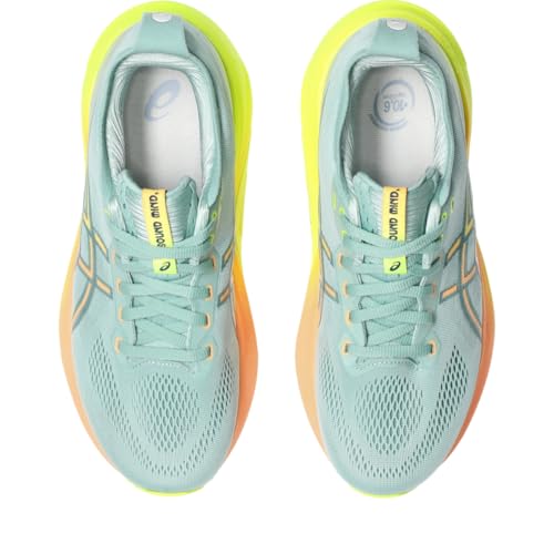 ASICS Women's Gel-Kayano 31 Running Shoes, 5.5, Light Celadon/Safety Yellow
