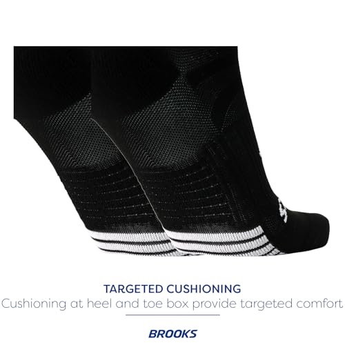 Brooks Ghost Lite Quarter Socks I Performance Running, Comfort Fit with Arch Support for Men & Women (2-Pack Set) - Black - Large