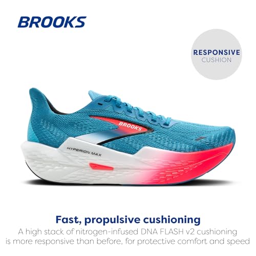 Brooks Men’s Hyperion Max 2 Neutral Running Shoe - Crystal Seas/Diva Pink/Black - 12 Medium - alternate view 2