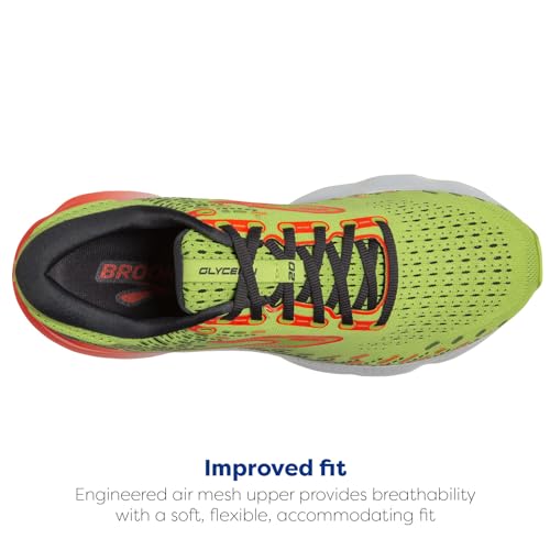 Brooks Men's Glycerin 20 Neutral Running Shoe - Lime/Red/Ebony - 10.5 Medium