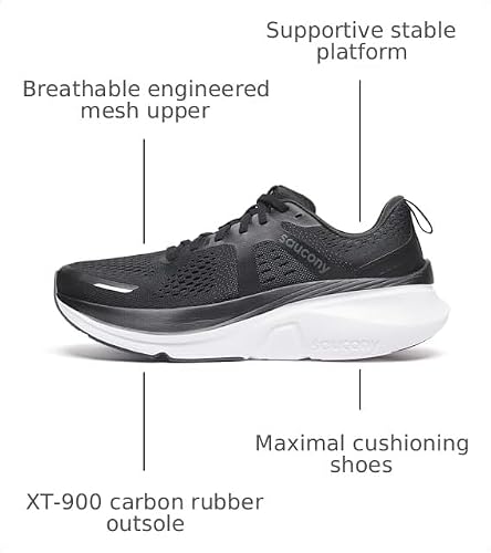 Saucony Men's Guide 18 Sneaker, Black/White, 10.5