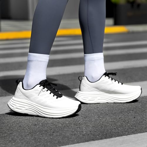 NORTIV 8 Women's Walking Shoes Cushion Running Tennis Shoes ActiveFloat Non-Slip Comfortable Breathable Workout Gym Sports Athletic Fashion Sneakers,Size 8.5,White,SNWS245W