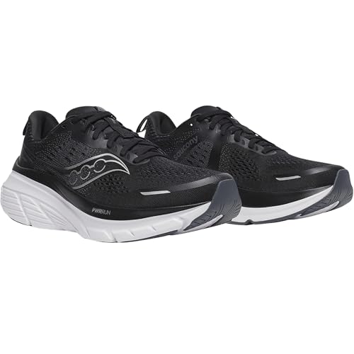 Saucony Women's Guide 18 Sneaker, Black/White, 8.5 Wide