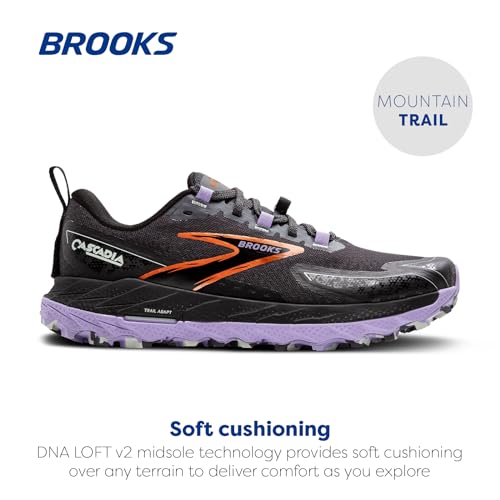 Brooks Women’s Cascadia 18 Mountain Trail Running Shoe - Ebony/Sweet Lavender/Copper - 6.5 Medium
