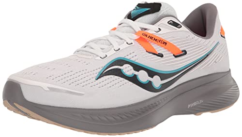 Saucony Men's Guide 16 Sneaker, White/Gravel, 9