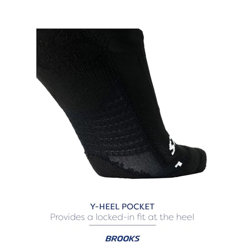 Brooks Ghost No Show Socks, Low Profile Socks with Arch Support - Black - M