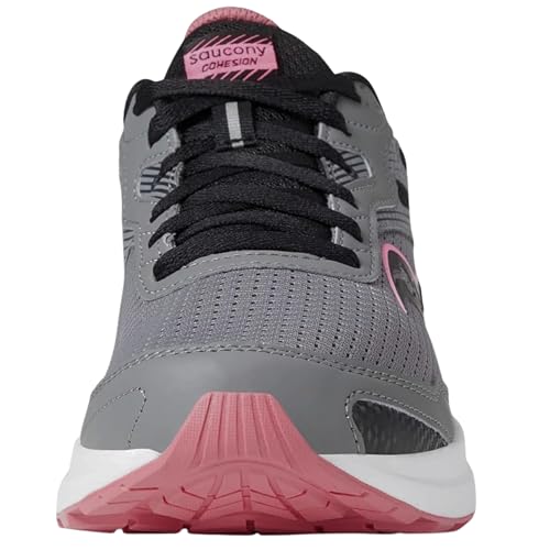 Saucony Women's Cohesion 16 Sneaker, Charcoal/Petal, 8.5 Wide