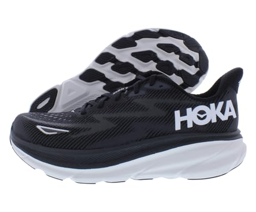 HOKA ONE ONE Clifton 9 Wide Mens Shoes Size 9.5, Color: Black/White
