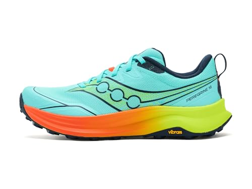 Saucony Men's Peregrine 16 Sneaker, Splash/Citron, 10.5