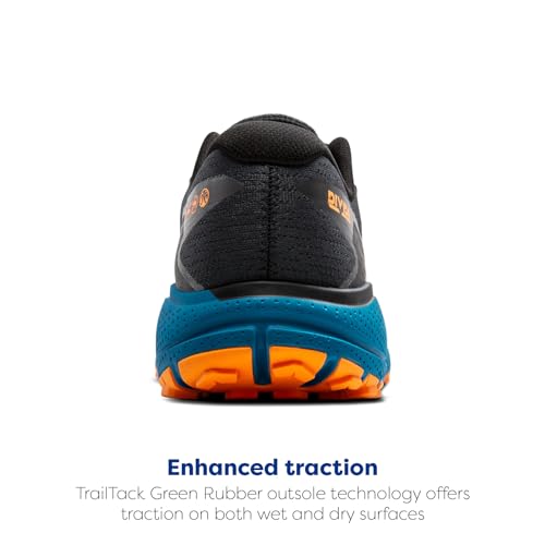 Brooks Men’s Divide 5 Trail Running Shoe - Ebony/Blue Sapphire/Orange - 10 Medium