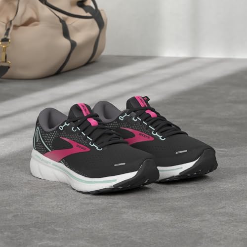 Brooks Women's Ghost 14 Neutral Running Shoe - Black/Pink/Yucca - 5 Medium