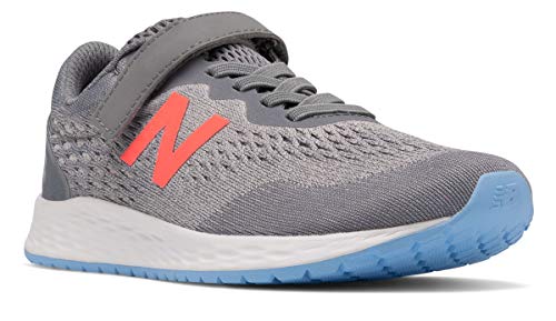 New Balance Kid's Fresh Foam Arishi V3 Alternative Closure Running Shoe, Gunmetal/Tahitian Pink/Team Carolina, 7 W US Big Kid (8-12 Years)