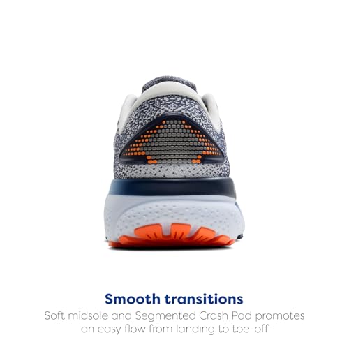 Brooks Men’s Ghost 16 Neutral Running Shoe - White/Peacoat/Orange - 11 Medium