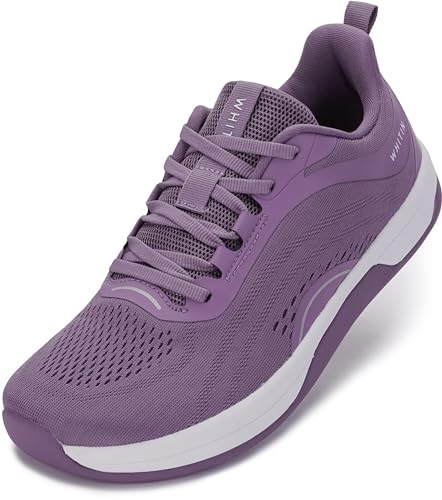 WHITIN Women's Zero Drop Width Wide Toe Box Road Running Shoes Size 8 Comfortable Slip Resistant Training Tennis Walking Sneaker Female 39 Purple