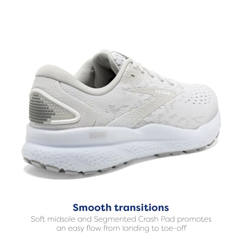 Brooks Women’s Ghost 16 Neutral Running Shoe - White/White/Grey - 10.5 Medium