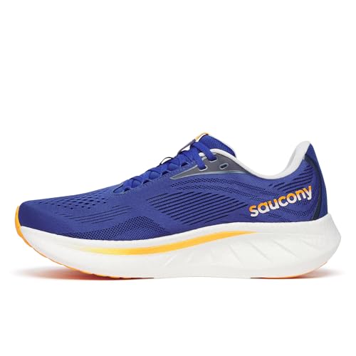 Saucony Men's Ride 18 Sneaker, Azurite/Peel, 9.5